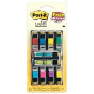 Post-it-Flags, Assorted Bright Colours, 1/2-Inch Wide, 35/Dispenser, 4-Disp